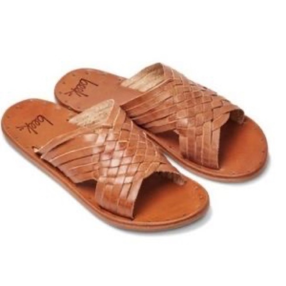 Beek Swallow leather woven hurache Sandals tan brown 8